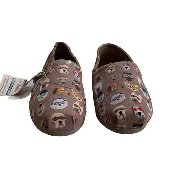 NWT BOBS FROM SKECHERS Womens Grey Plush Pups Smarts Dog Print Slip-ons Sz 5 - Picture 7 of 7